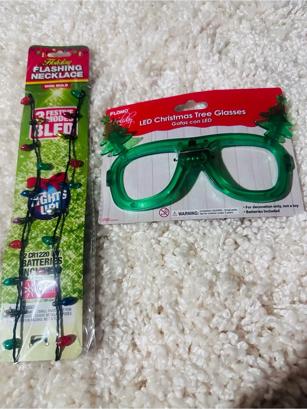 LED Christmas Tree Glasses and Flashing Necklace